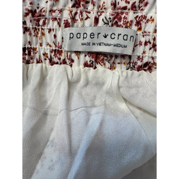 Paper Crane Smocked Sleeveless Top Skirt Size Medium Two Piece Set Print Pink NW - Picture 8 of 11